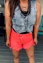 Ada Asymmetrical Distressed Shorts {Coral Pink}