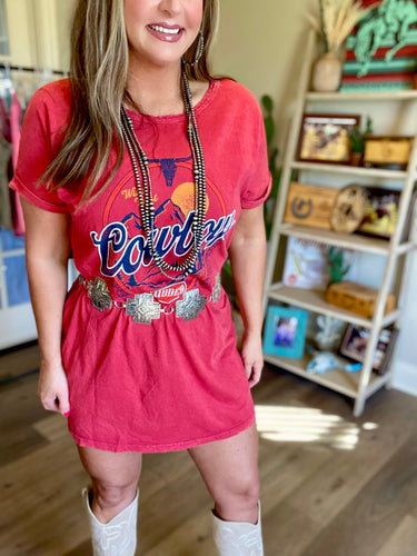 Wild West Cowboys Rodeo Tee Shirt Dress {Red}