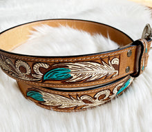 Light Brown Leather Feather Belt