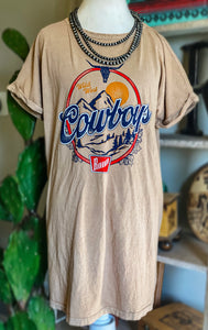 Wild West Cowboys Rodeo Tee Shirt Dress {Taupe}