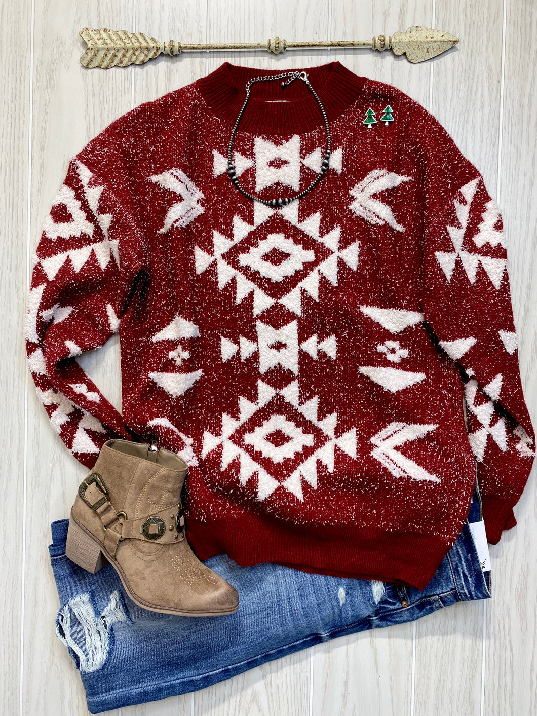 The Western Holiday Sweater {Red}