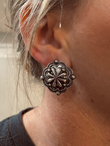 Greeley Large Concho Earrings {Silver}