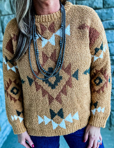 The Chandler Aztec Sweater {Caramel}