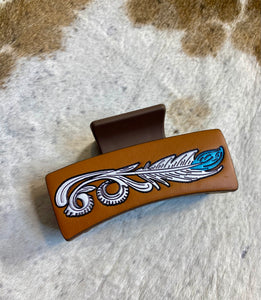 Feather Leather Claw Clip