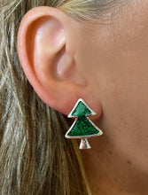Glitter Christmas Tree Earrings {Green}