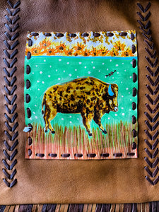 Handpainted Where the Buffalo’s Roam Fringe Bag