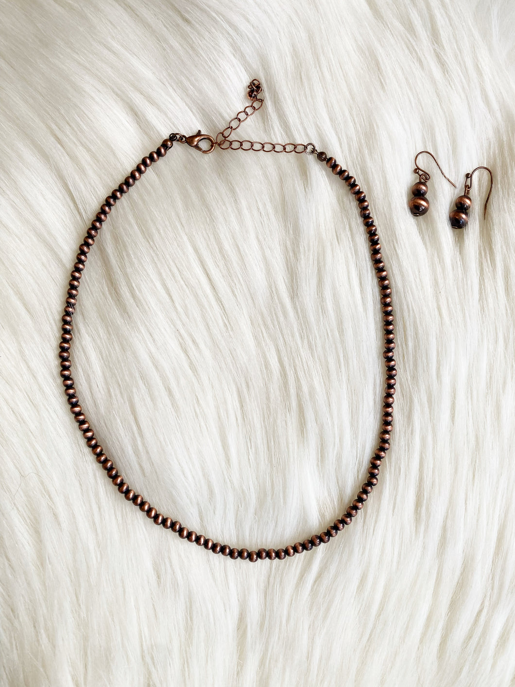 4mm Navajo Pearl Necklace Set {Copper}