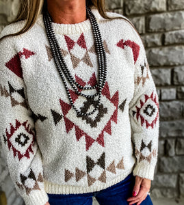 The Chandler Aztec Sweater {Cream}
