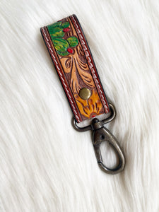 Small Tooled Leather Keychain {Cactus}