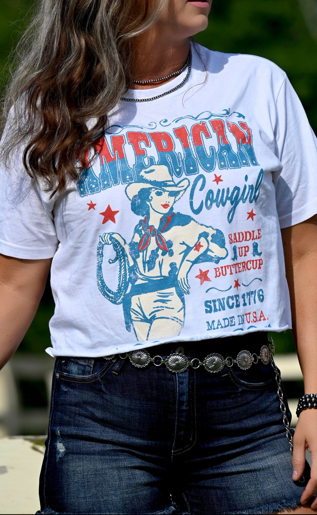 Vintage American Cowgirl Tee {White}