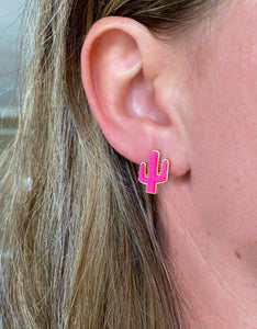Dainty Pink Cactus Earrings