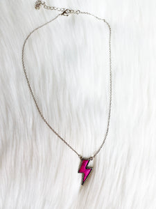 Pink Lightning Bolt Necklace