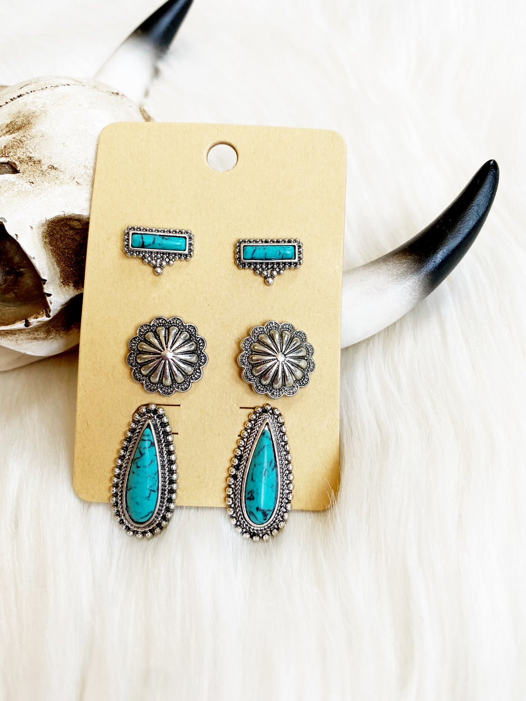 West Turquoise Earring Trio