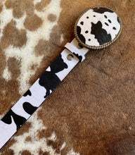 Black Cow Print Belt with Buckle