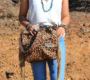 Leopard Fringe Bag