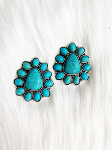 Turquoise Caddo Cluster Earrings