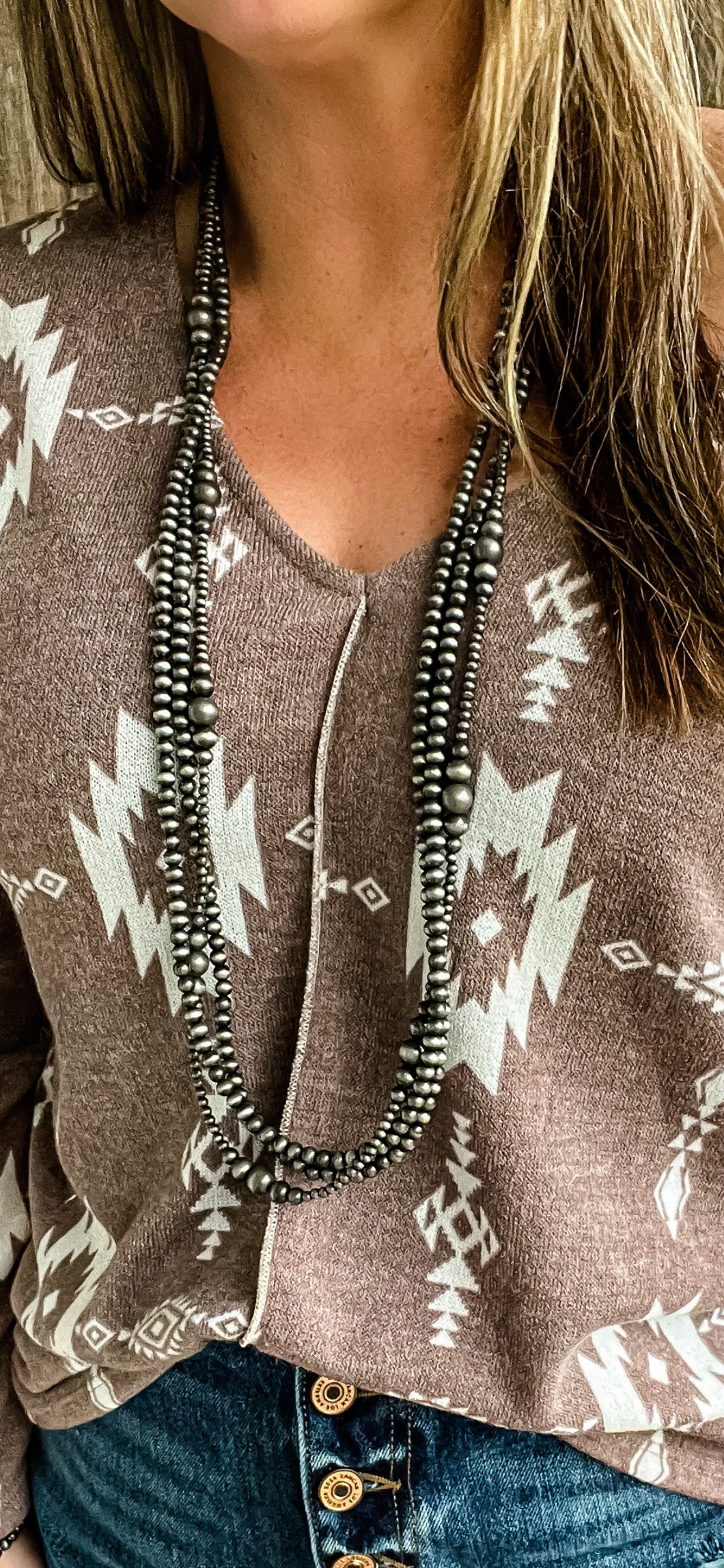 3 Strand 36” Navajo Pearl Necklace