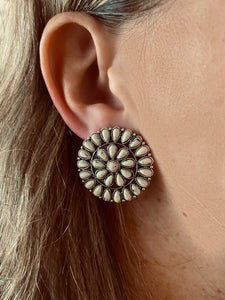 Old Town White Cluster Stud Earrings