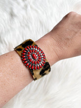 Leopard Print Leather Concho Bracelet