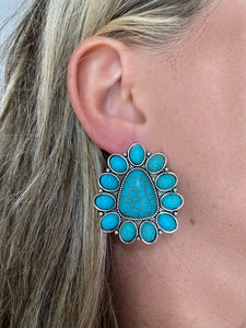 Turquoise Caddo Cluster Earrings