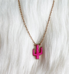 Dainty Pink Cactus Necklace