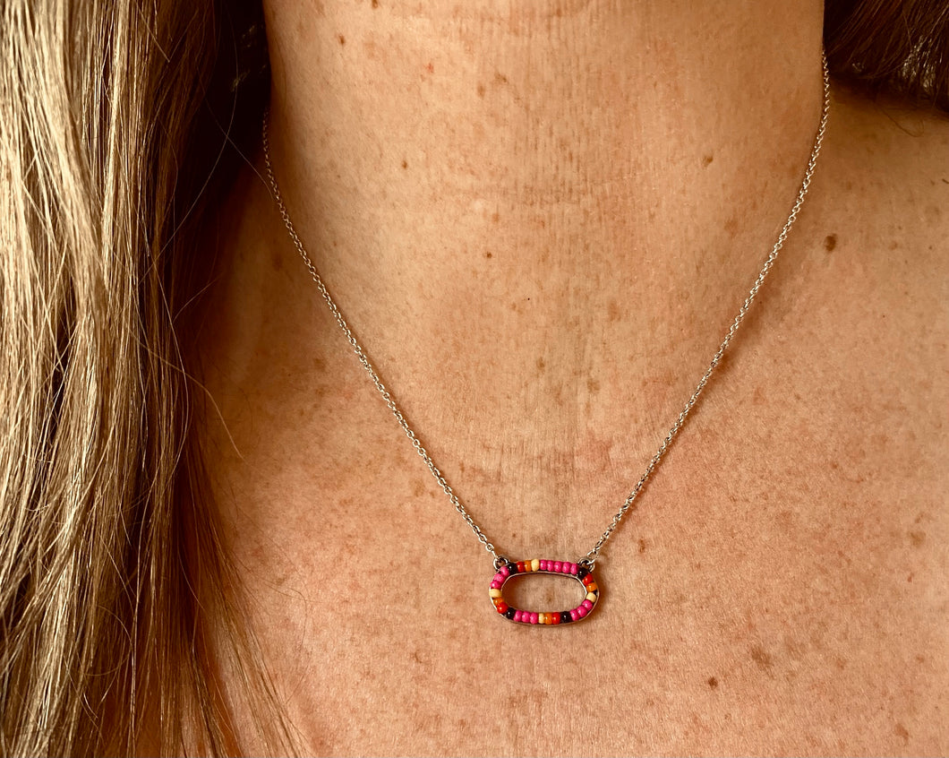 Huxley Pink Beaded Necklace