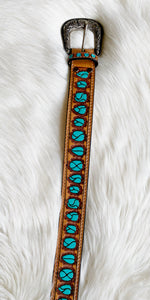 Turquoise Stones Leather Belt