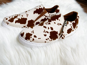 Brown Cow Print Sneakers